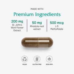 Vitanica Uplift packaging box for a premium vegan mood formula.