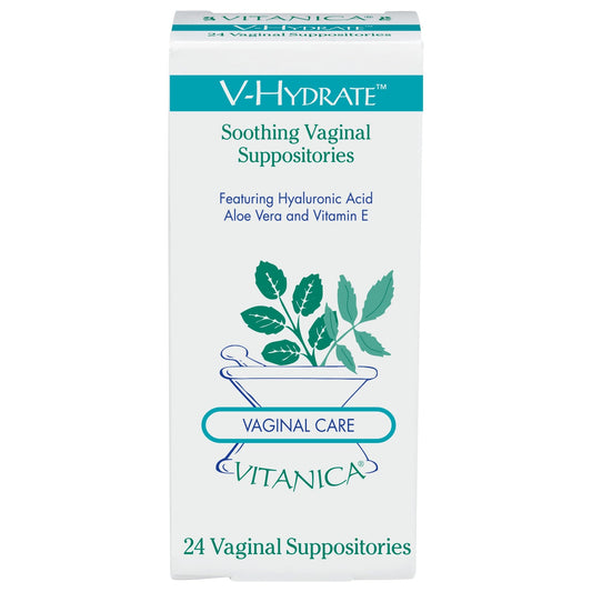 Vitanica V-Hydrate box front, hydration packaging.