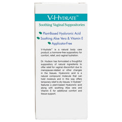 Ingredients panel for Vitanica V-Hydrate with hyaluronic acid, aloe, and vitamin E.