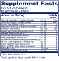 Vitanica Phase I capsules close-up highlights vegan PMS relief potential.