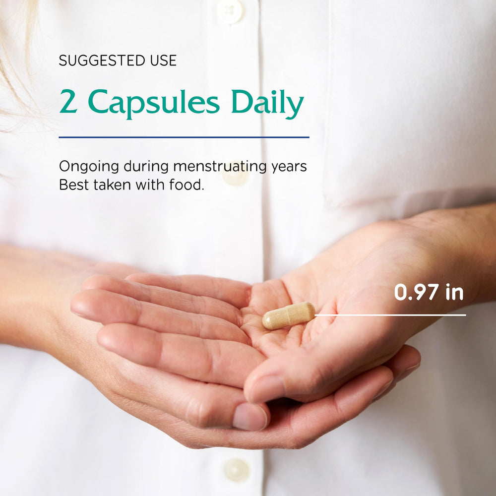 Vitanica Women's Phase I on countertop shows everyday PMS support for busy mornings.