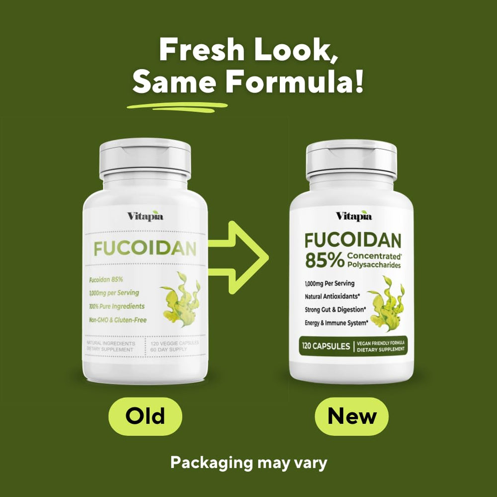 Close-up of Vitapia fucoidan capsules for convenient daily supplementation.