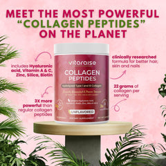 Vitaraise collagen powder scoop showing 22g per serving for daily collagen
