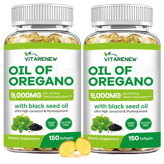 VitareNew Oil of Oregano with Black Seed Oil bottle front for immune support.