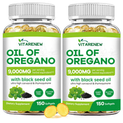 VitareNew Oil of Oregano with Black Seed Oil bottle front for immune support.