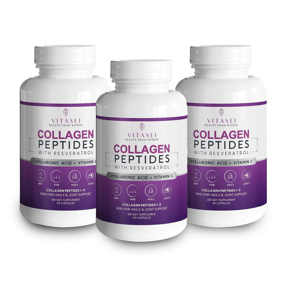 VITASEI Collagen Peptide bottle with 60 capsules for a three-month supply
