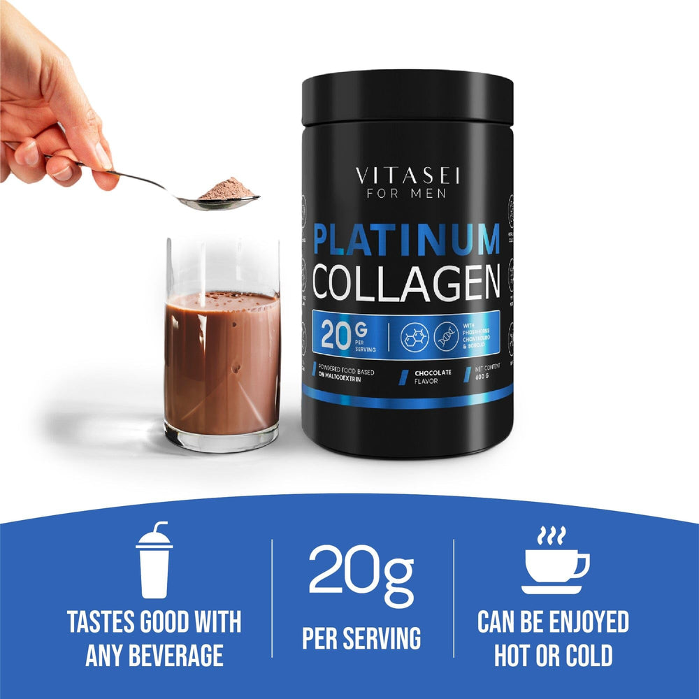 VITASEI collagen powder mixed with water showing smooth solubility.