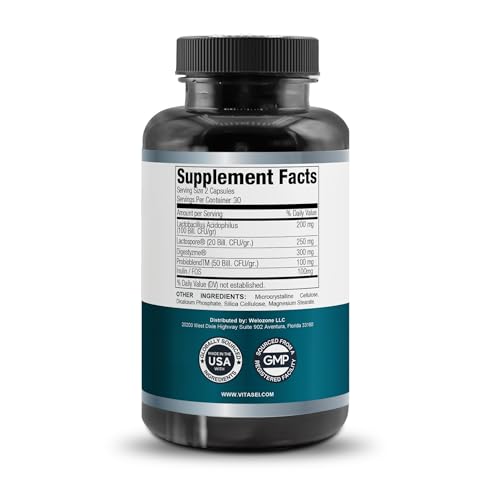 VITASEI Happy Flora ingredients label highlights probiotic blend and enzymes