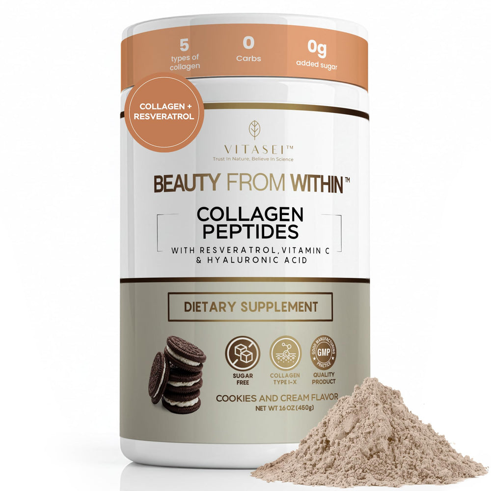 Vitasei collagen powder bottle for daily beauty and joint support.