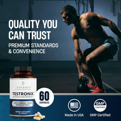 Pouring capsules into hand implying easy daily routines.