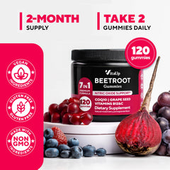 VitaUp Beet Root Gummies packaging sleeve highlighting GMP-certified quality.