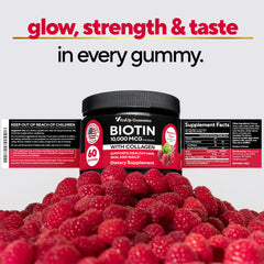 VitaUp Biotin Gummies raspberry flavor inviting a tasty daily routine.