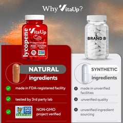 VitaUp non-GMO gluten-free claim on label for clean ingredients.
