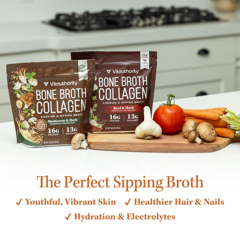 Vitauthority bone broth collagen powder in soups enriches flavor and nourishment