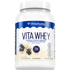 Vitauthority Whey Protein for Women vanilla tub highlighting high-protein post-workout fueling