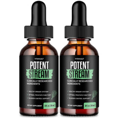 Vitavault Potent Stream Drops bottle being poured for quick daily use