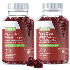 Viteey ACV gummies bottle showing 1000 mg per serving for daily wellness.