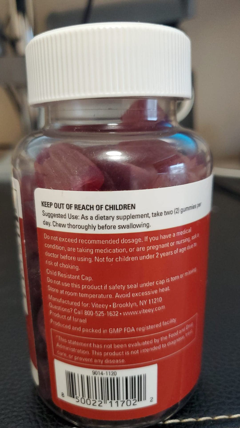 Viteey gummies on a fitness mat suggesting support for an active lifestyle.
