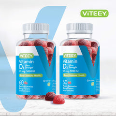 Close-up of berry-flavored Viteey D3 gummies for joints and immunity