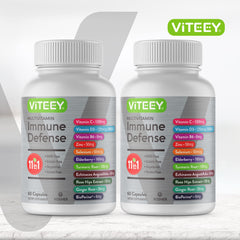 Viteey immune capsules close-up showing a convenient daily dose.