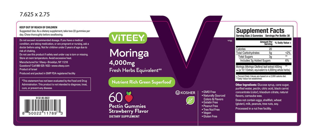 Viteey Moringa Gummies use natural colors and flavors.