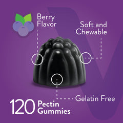 Viteey Sambucus Elderberry Gummies closeup shows chewy berry texture.