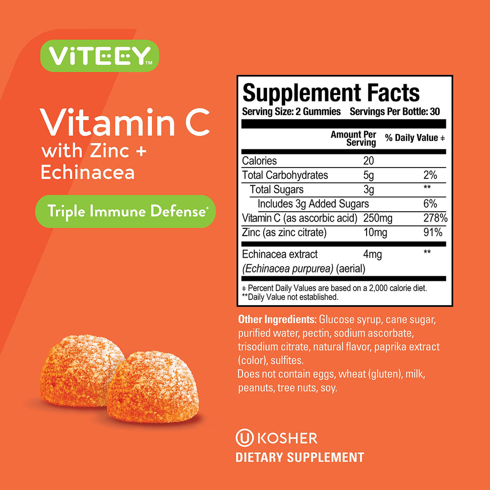 Viteey Vitamin C Gummies on a kitchen counter ready for daily use