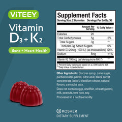 Viteey D3 K2 gummies pour demonstrates convenient on-the-go daily supplementation.