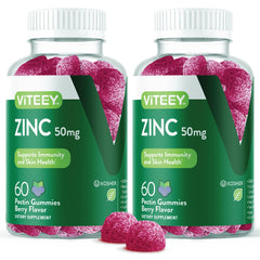 Viteey Zinc Gummies bottle-front highlight the berry flavor and daily immune support.