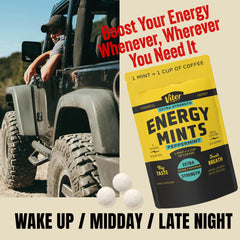 Viter Energy mints packaging side view emphasizing travel-friendly design