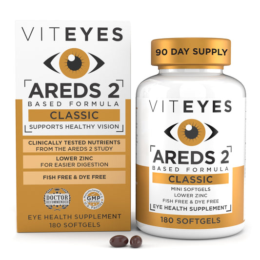 Viteyes AREDS2 softgels bottle for macular support and daily eye health.