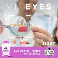 Front view of Viteyes bottle showing accessibility and daily dosage.