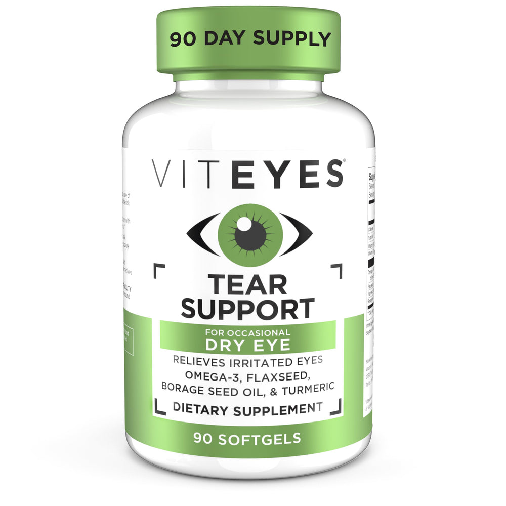 Viteyes Tear Support bottle front for on-the-go eye hydration.