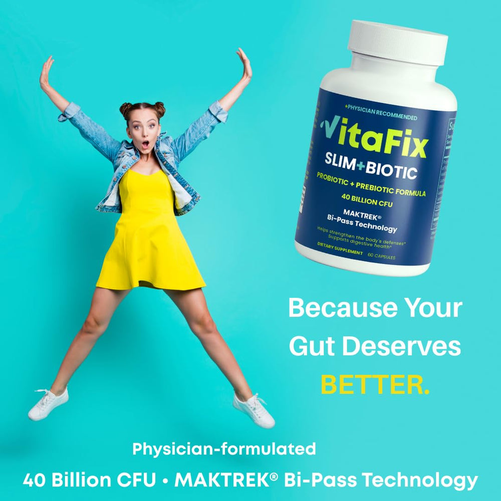 VitaFix SlimBiotic in-use scene with glass of water and daily capsule