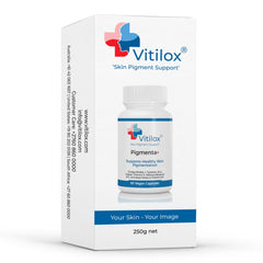 Vitilox Pigmenta+ GMP facility badge signals trusted manufacturing.