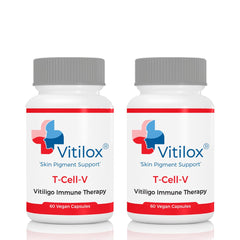 Vitilox T-Cell-V capsules bottle front view supports immune balance and skin health.