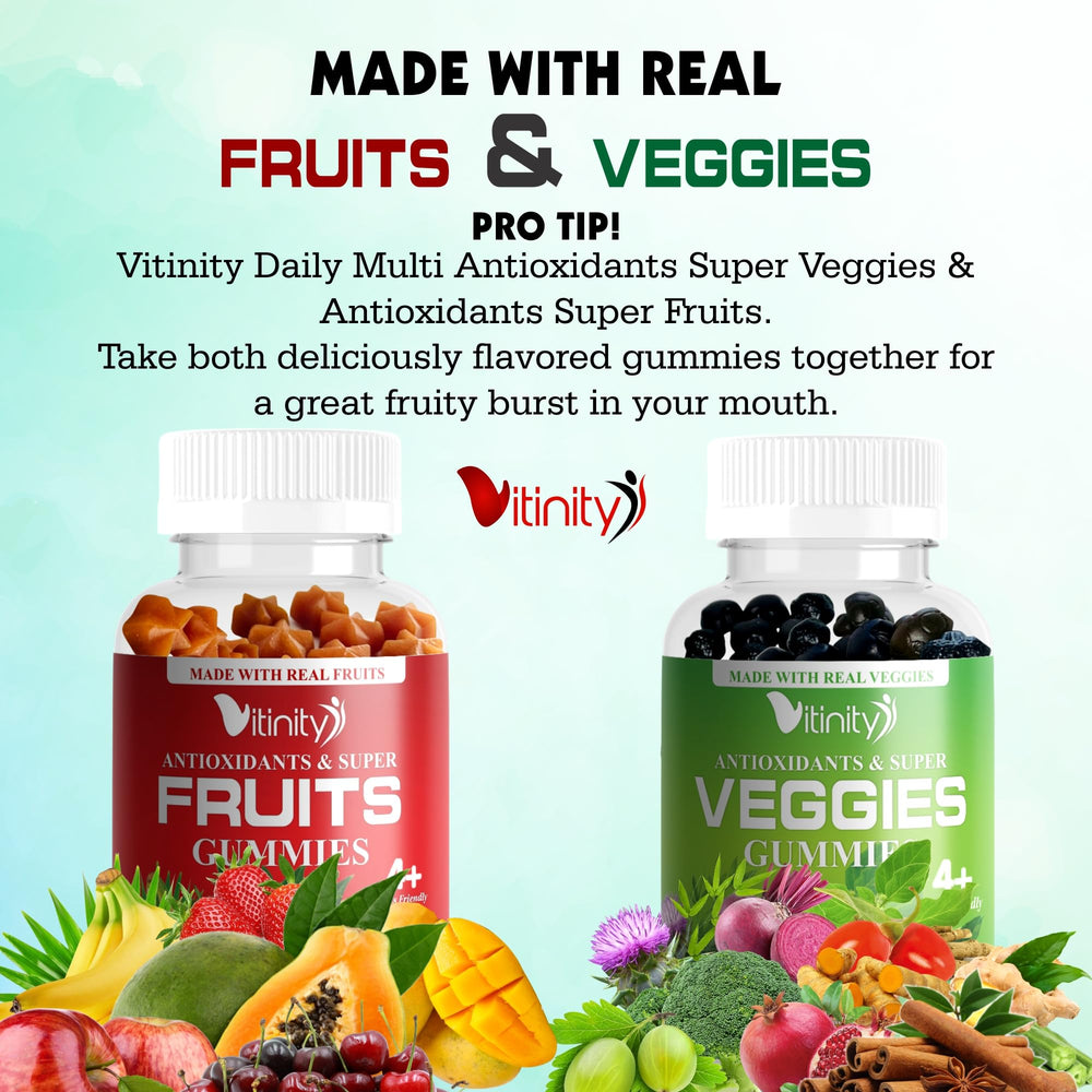 VITINITY fruit gummies ingredients illustration highlighting antioxidants