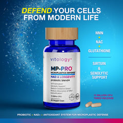 Vitology MP-PRO bottle closeup showing capsules and antioxidant blend
