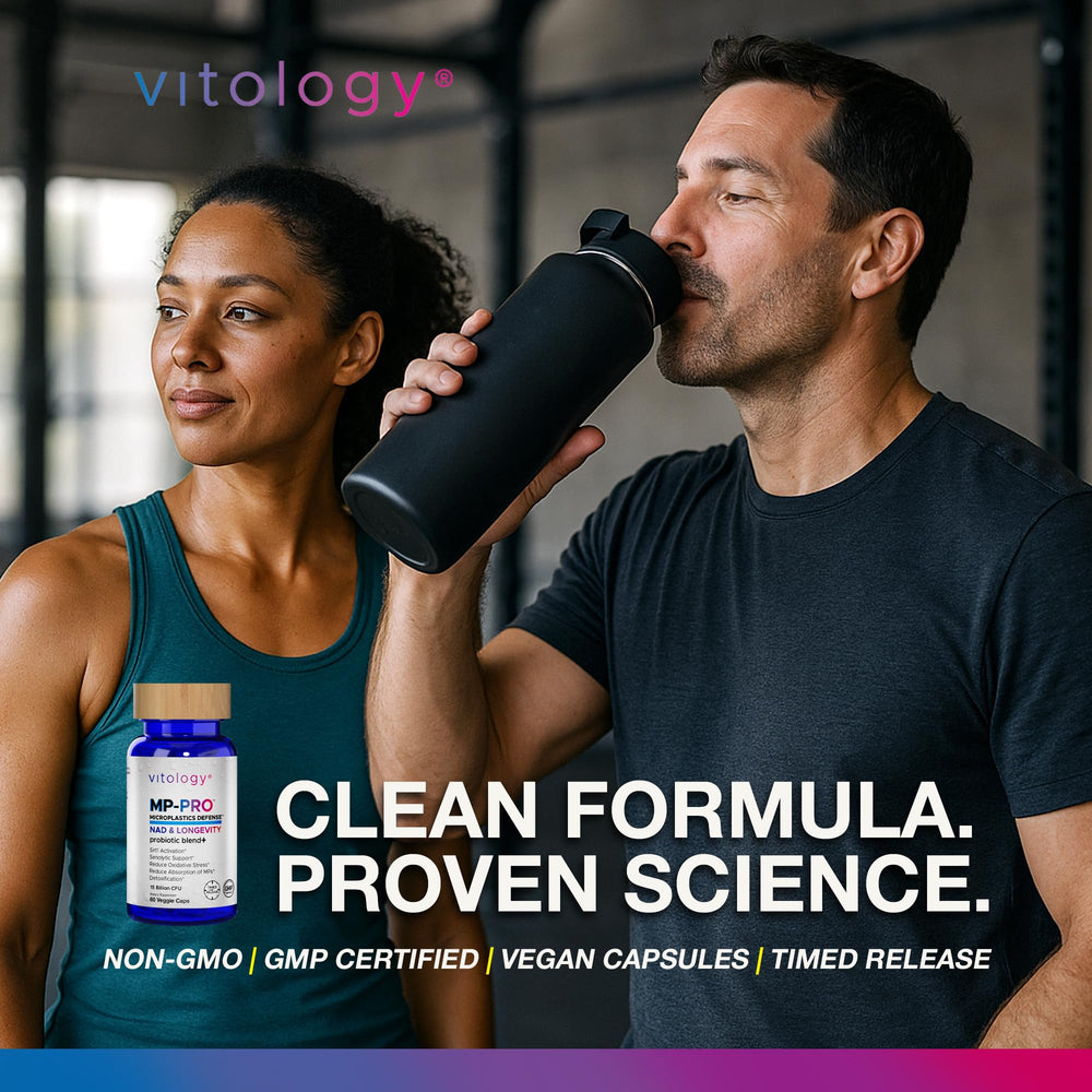 Ingredient list featuring NMN NAC and probiotics for balanced wellness