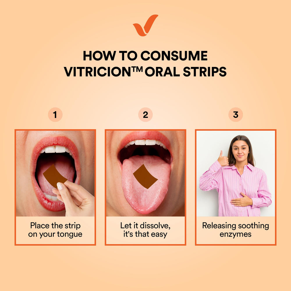 Vitricion no pills no water strip for fast, mess-free relief.