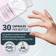 VITRUVIN Longevity label close-up showing non-GMO, gluten-free, gelatin-free transparency.