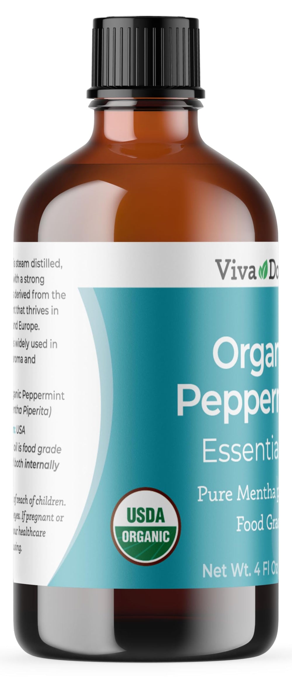Viva Doria Peppermint Oil dropper cap enables precise dispensing