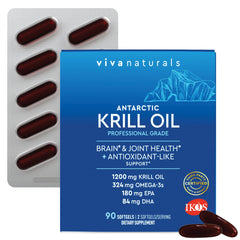 Viva Naturals Antarctic Krill Oil bottle on shelf for easy daily omega-3.