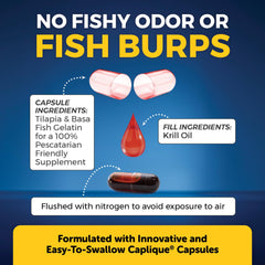 Astaxanthin-rich Viva Naturals krill oil with phospholipids for better absorption.