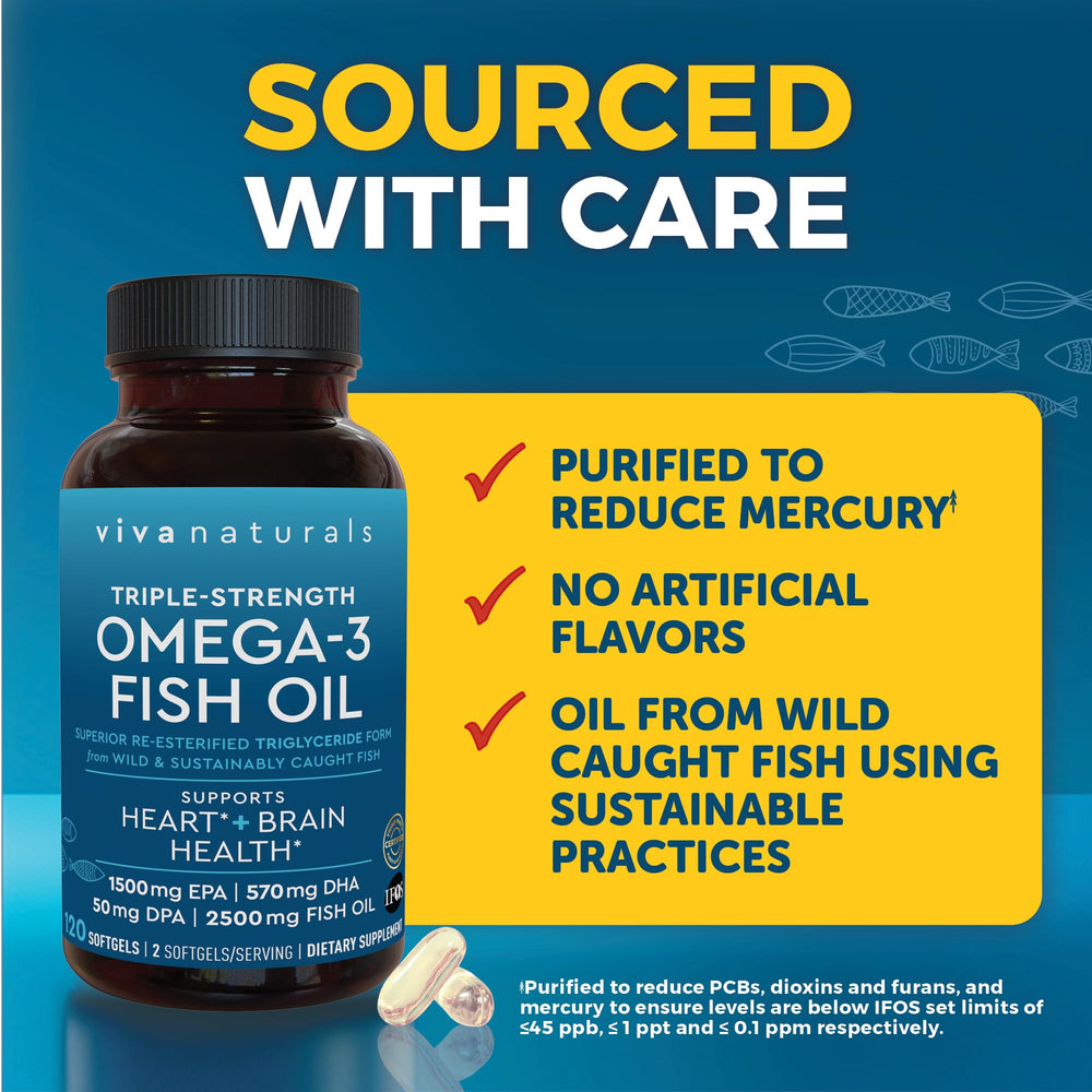 Viva Naturals Omega-3 serving dosage illustration for daily use.