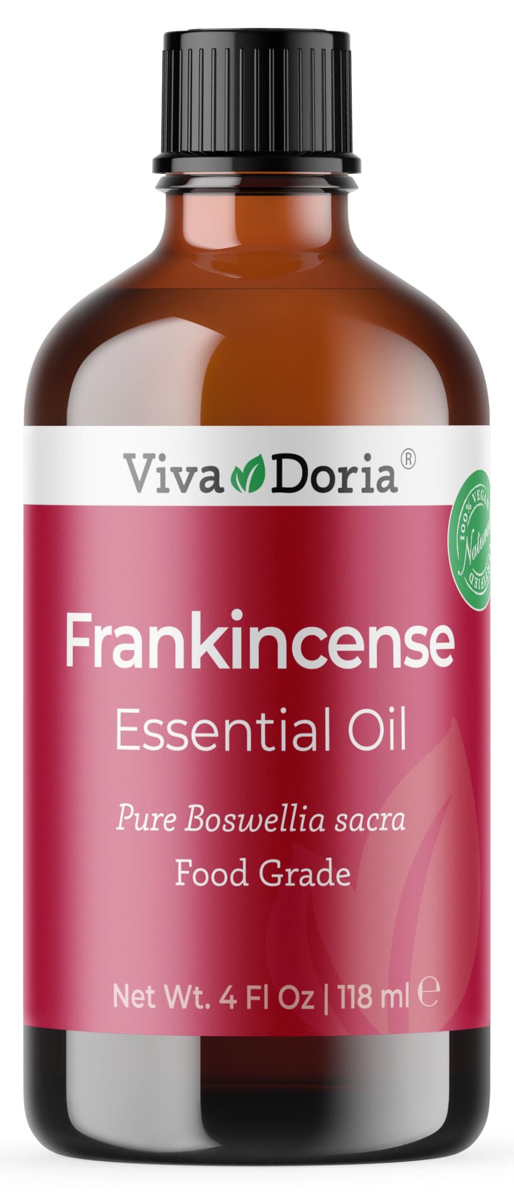 Viva Doria frankincense essential oil bottle cap close-up for aromatherapy and focus.