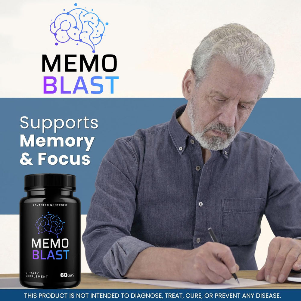 Close-up of Memo Blast capsules for daily use and easy intake.