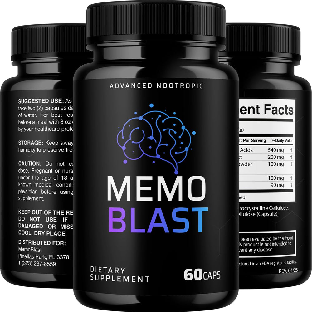 Memo Blast with a glass of water, illustrating a quick morning routine.