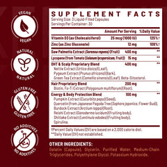 Close-up of Vivaravida DHT Blocker bottle highlighting the improved formula