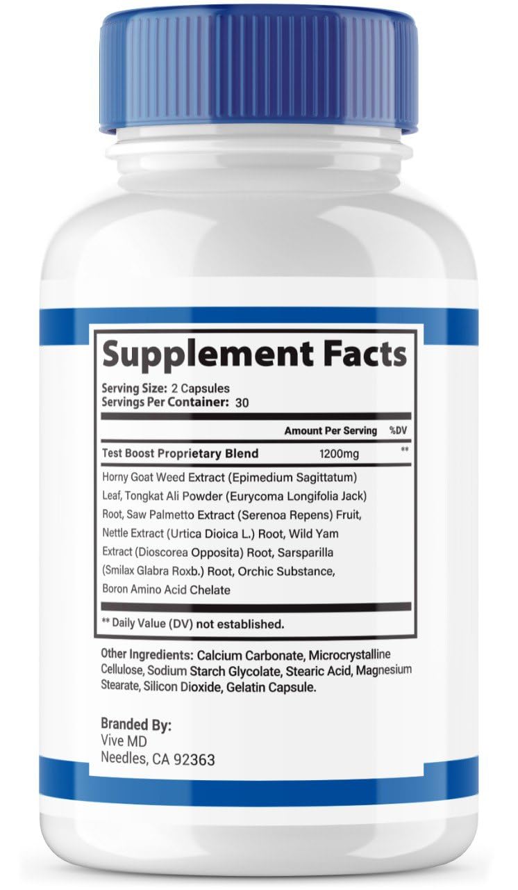 VIVE MD Zydenafil advanced formula bottle back with dosage details for informed consumption.